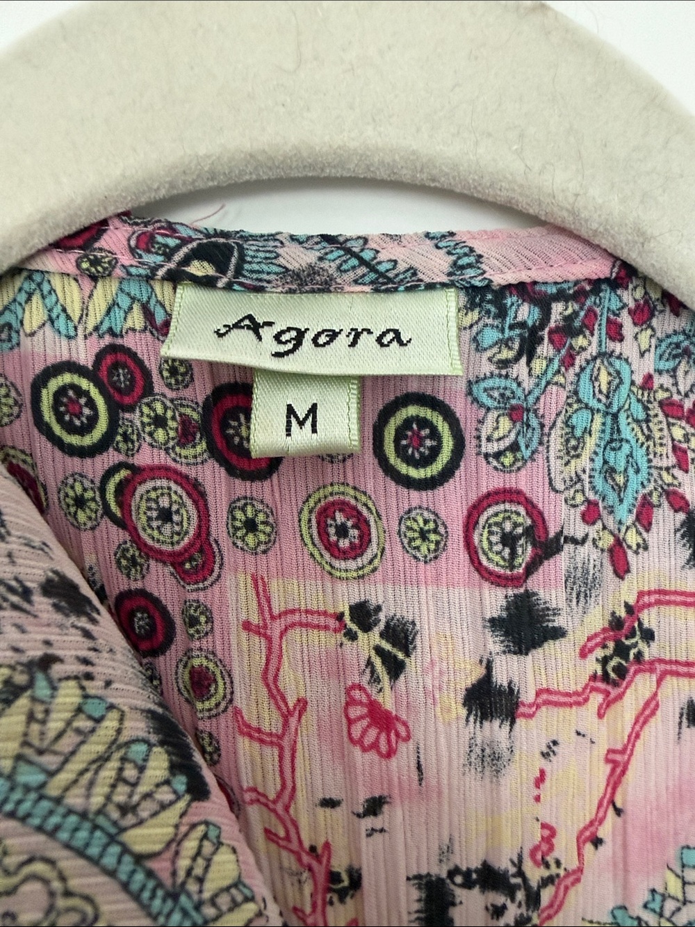Agora Pink Multi-Paisley Ruffle Blouse - Picture 3 of 3